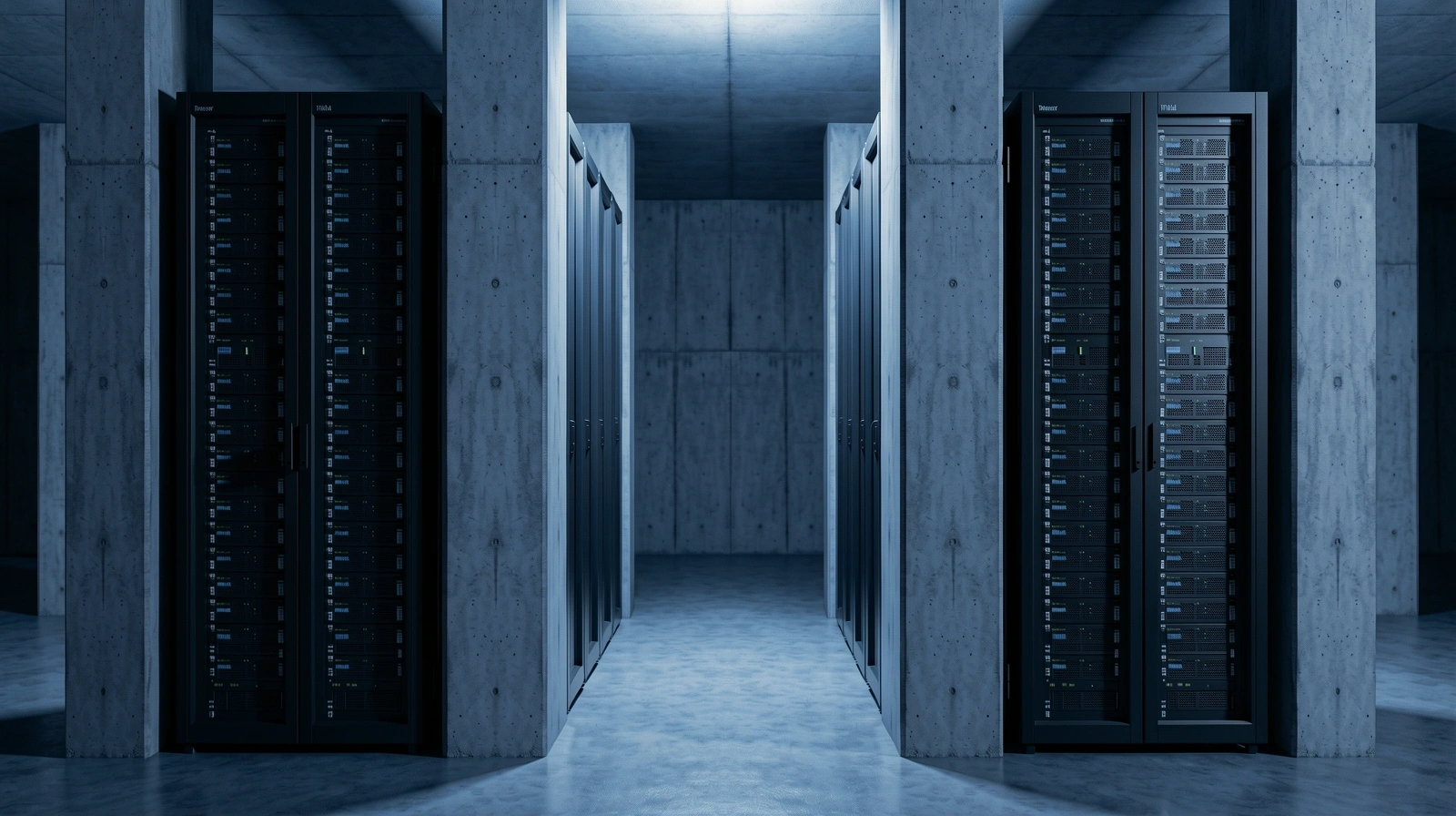 Brutalist server architecture detail
